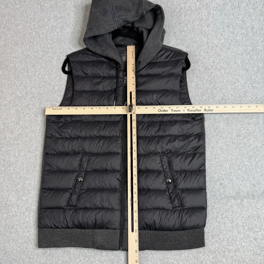 Polo Ralph Lauren Men's Small Performance Full Zip Down Puffer Vest Hooded Black - Picture 3 of 12